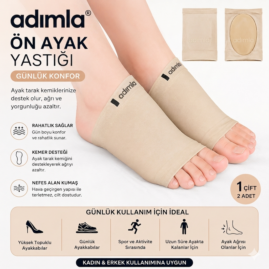 adımla® Ortopedik Ayak Yastığı - Düz Taban, Çukur Taban &amp; Valgus İçin Ağrı Giderici ile tanışın! SINIRLI SAYIDA Kİ 1 ALANA 1 BEDAVA FIRSATINI KAÇIRMA